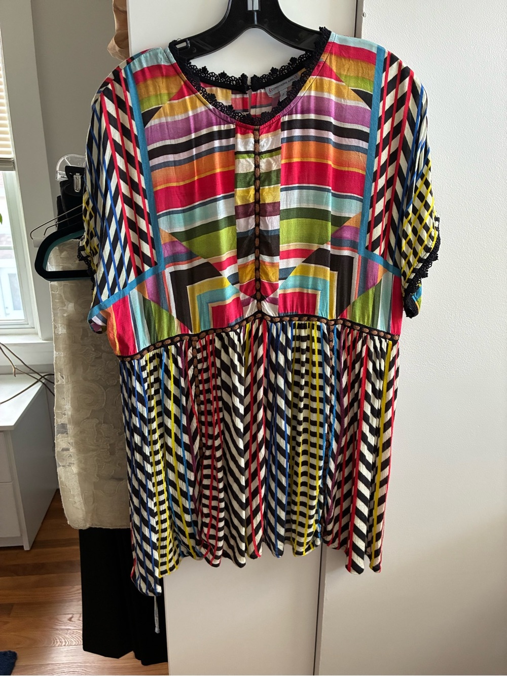 Women’s Multicolor Striped & Geometric Short Sleeve Top